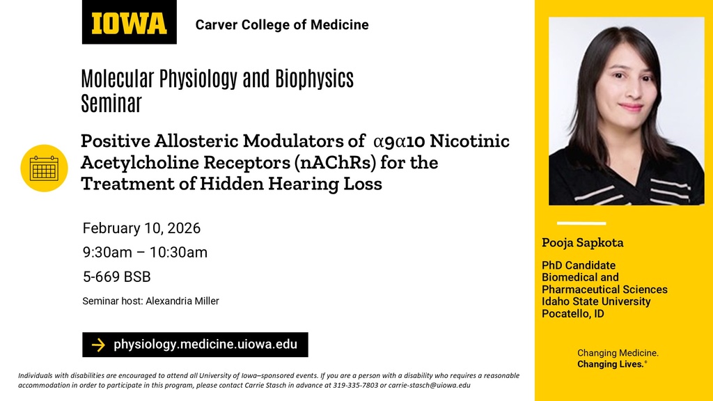 Molecular Physiology and Biophysics Seminar, Pooja Sapkota promotional image